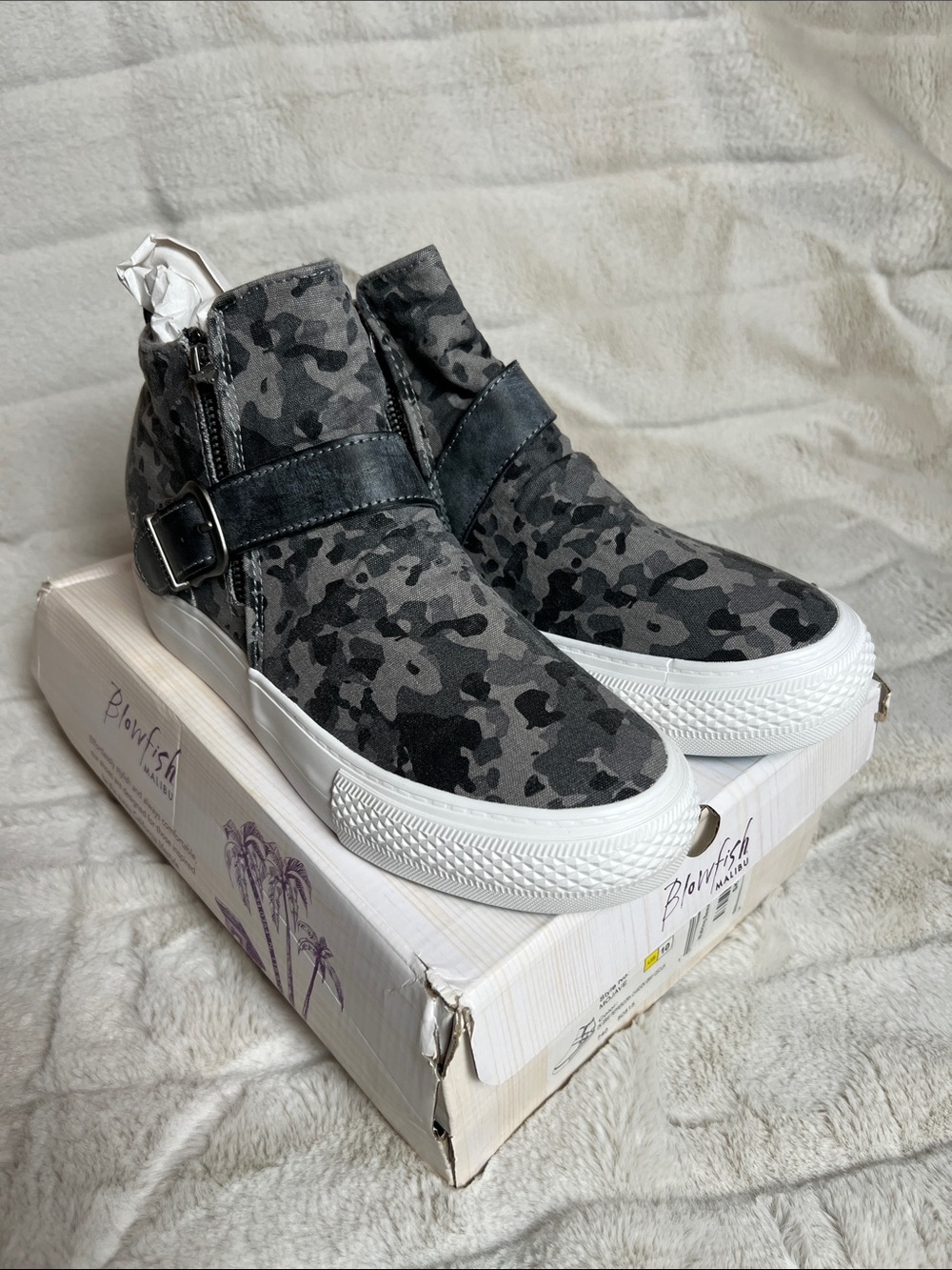 Blowfish Gray Camouflage High-Top Sneakers